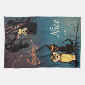 Halloween Naughty oder Nice Handtuch - Katze und S (Horizontal)