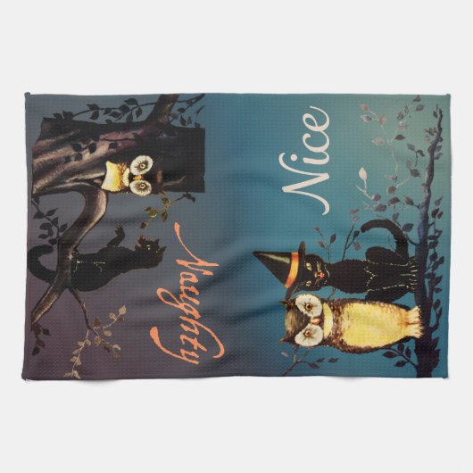 Halloween Naughty oder Nice Handtuch - Katze und S (Horizontal)