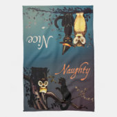 Halloween Naughty oder Nice Handtuch - Katze und S (Vertikal)