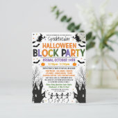 Halloween Neighhood Block Party Einladung Postkarte (Stehend Vorderseite)