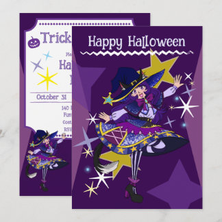 Halloween Neko Witch Einladungskarte