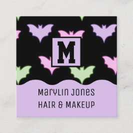 HALLOWEEN NEON BATS QUADRATISCHE VISITENKARTE