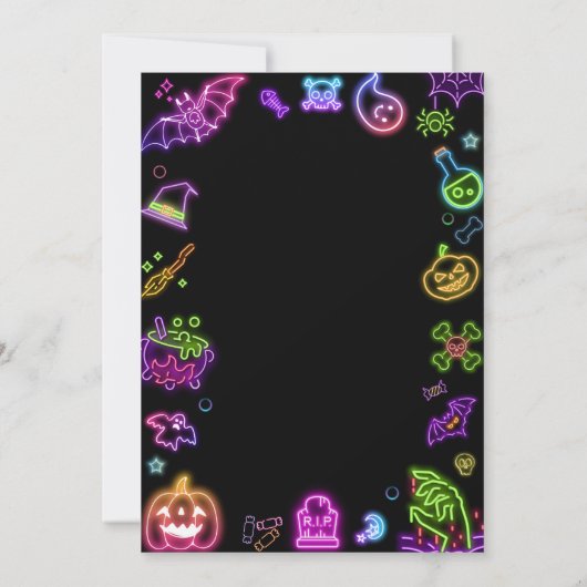 Halloween Neon Costume Party Einladung (Rückseite)