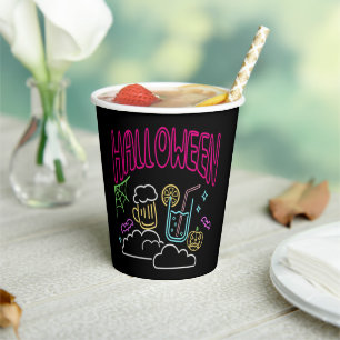 Halloween Neon Glow Look Beer Drink Party Pappbecher