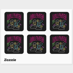 Halloween Neon Glow Look Beer Drink Party Quadratischer Aufkleber