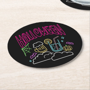 Halloween Neon Glow Look Beer Drink Party Runder Pappuntersetzer