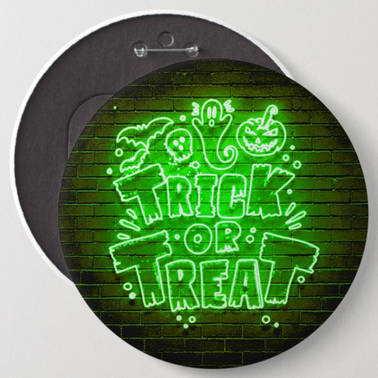 Halloween Neon Glow Look Green Trick Leckerei Part Button (Vorne & Hinten)