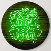Halloween Neon Glow Look Green Trick Leckerei Part Button (Vorderseite)