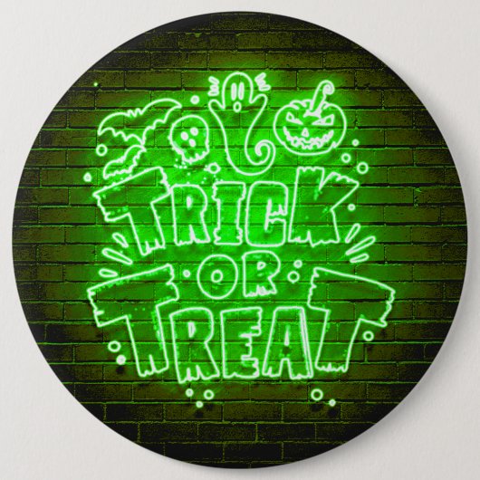 Halloween Neon Glow Look Green Trick Leckerei Part Button (Vorderseite)
