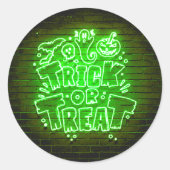 Halloween Neon Glow Look Green Trick Leckerei Part Runder Aufkleber (Vorderseite)