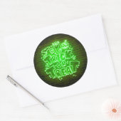 Halloween Neon Glow Look Green Trick Leckerei Part Runder Aufkleber (Umschlag)