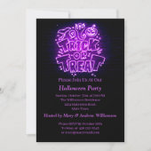 Halloween Neon Glow Look Lila Trick Leckerei Party Einladung (Vorderseite)