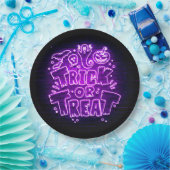 Halloween Neon Glow Look Lila Trick Leckerei Party Pappteller (Party)
