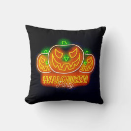 Halloween Neon Glow Look Pumpkin Orange Green Kissen