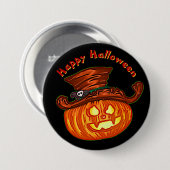 Halloween Neon Glow Look Pumpkin Party Button (Vorne & Hinten)