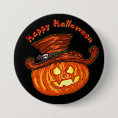 Halloween Neon Glow Look Pumpkin Party Button (Vorderseite)
