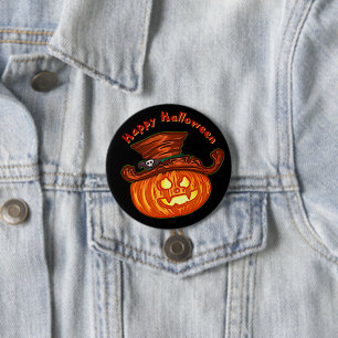 Halloween Neon Glow Look Pumpkin Party Button