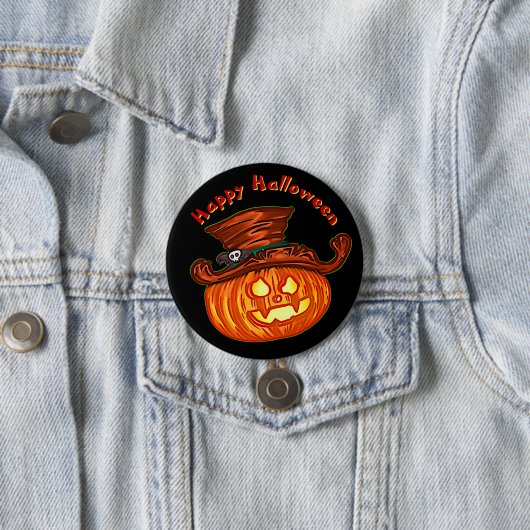 Halloween Neon Glow Look Pumpkin Party Button (Beispiel)