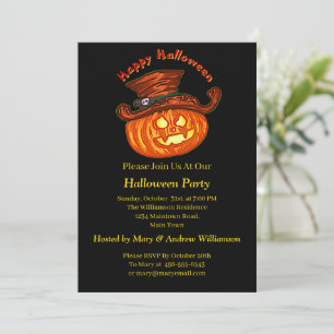 Halloween Neon Glow Look Pumpkin Party Einladung