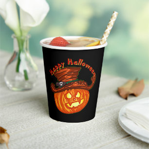 Halloween Neon Glow Look Pumpkin Party Pappbecher