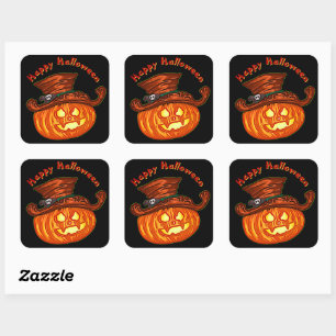 Halloween Neon Glow Look Pumpkin Party Quadratischer Aufkleber