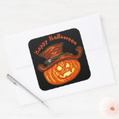 Halloween Neon Glow Look Pumpkin Party Quadratischer Aufkleber (Umschlag)