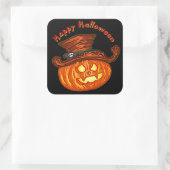 Halloween Neon Glow Look Pumpkin Party Quadratischer Aufkleber (Tasche)