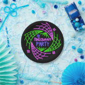 Halloween Neon Glow Look Spider Web Party 7" Pappteller (Party)