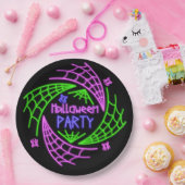 Halloween Neon Glow Look Spider Web Party 9" Pappteller (Party)