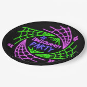 Halloween Neon Glow Look Spider Web Party 9" Pappteller (Schrägansicht)