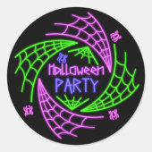 Halloween Neon Glow Look Spider Web-Party Runder Aufkleber (Vorderseite)