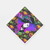 Halloween Neon Hexe Serviette (Ecke)