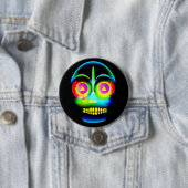 Halloween Neon Look Glow Blue Yellow Skull Button (Beispiel)