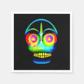 Halloween Neon Look Glow Blue Yellow Skull Serviette (Vorderseite)
