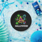Halloween Neon Look Hat Ghost Web Party 7" Pappteller (Party)