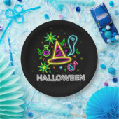 Halloween Neon Look Hat Ghost Web Party 9" Pappteller (Party)
