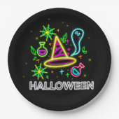 Halloween Neon Look Hat Ghost Web Party 9" Pappteller (Vorderseite)