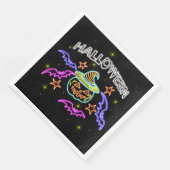 Halloween Neon Look Pumpkin Hat Fledermats Party Serviette (Ecke)