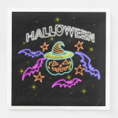 Halloween Neon Look Pumpkin Hat Fledermats Party Serviette (Vorderseite)