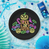Halloween Neon Look Trick Leckerei Candy Party 9" Pappteller (Party)