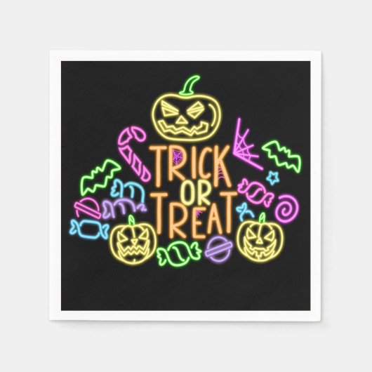 Halloween Neon Look Trick Leckerei Candy Party Serviette (Vorderseite)