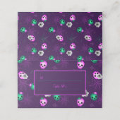 Halloween Neon Pink und Green Glows Skulls Pla Platzkarte (Außenseite Aufgefaltet)