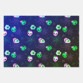 Halloween Neon Pink und Green Glows Skulls Wra Geschenkpapier Set (Vorderseite 3)