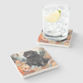 Halloween Neufundland mit Pumpkins Beängstigend Steinuntersetzer (Seitenansicht)