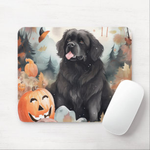 Halloween Neufundländer mit Kürbissen Gruselig Mousepad