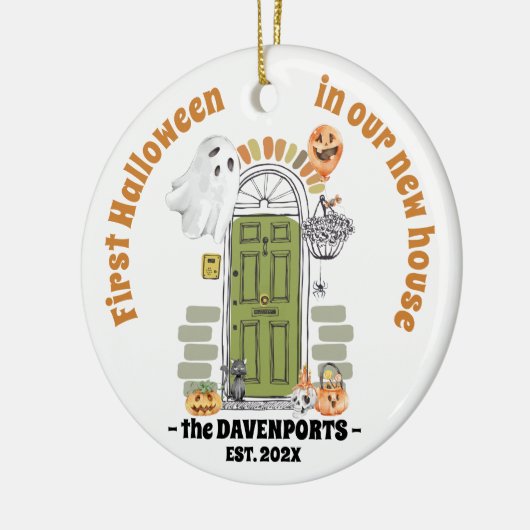 Halloween New Zuhause Family Keramik Ornament (Links)