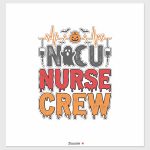 Halloween NICU Krankenschwester Crew Vintage-Typog Aufkleber