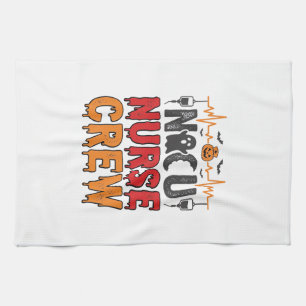 Halloween NICU Krankenschwester Crew Vintage-Typog Geschirrtuch