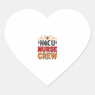 Halloween NICU Krankenschwester Crew Vintage-Typog Herz-Aufkleber