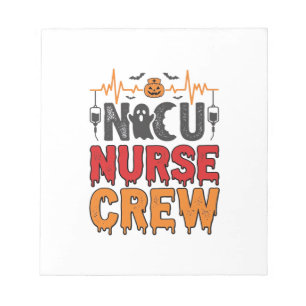 Halloween-NICU-Krankenschwester-Crew Vintage-Typog Notizblock